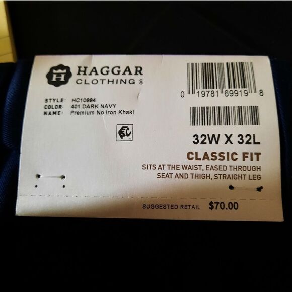 HAGGAR premium Khakis men's size 32 32 Navy classiccore - Picture 5 of 8